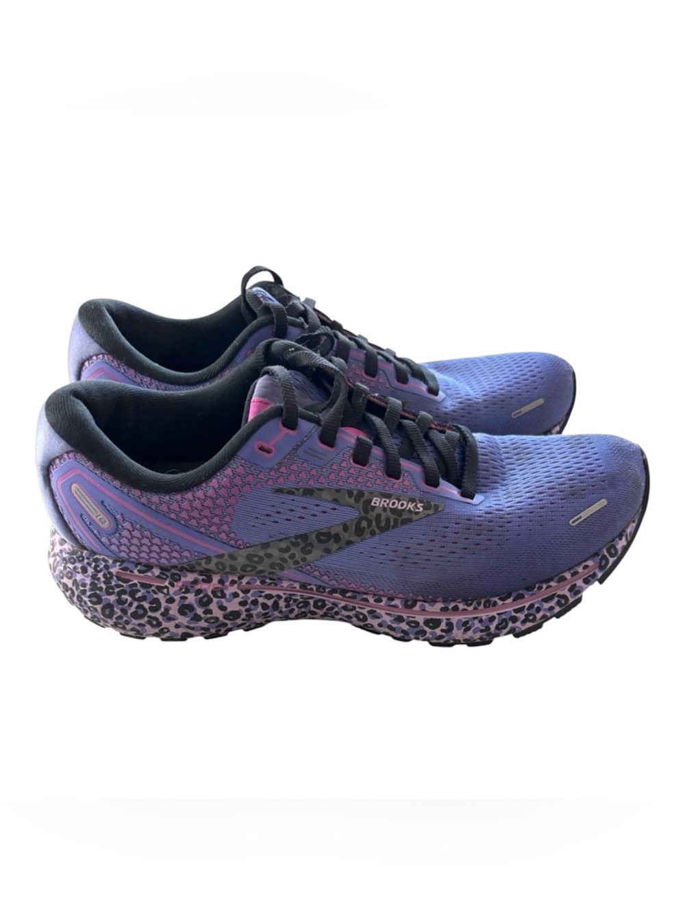 Brooks Purple Black Ghost 14 Electric Cheetah Running Shoes Sneakers SZ 10.5